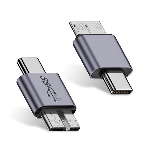DuttekUSBCオスからMicroBオス変換アダプタ、タイプCからMicroBケーブルコンバータ、MicroUSBからUSBC変換アダプタ、USB外付けハードドライブ、USBCハードドライブケーブルアダプタ、Micro-BからUSB