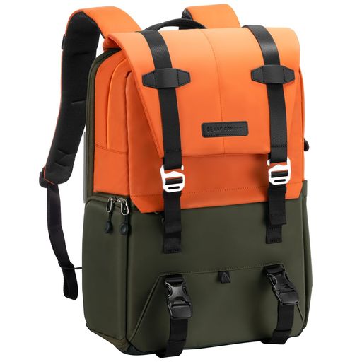 K&FConceptカメラバッグおしゃれカメラリュックカメラバックパック2気室20L大容量レインカバー付き防水一眼レフ/DSLRカメラ/レンズ/16インチPC/三脚収納可出張/旅行/撮影用バッグ