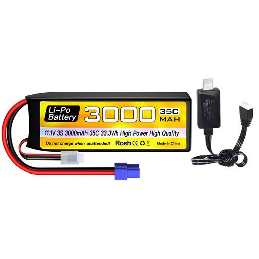 1PCS3SLipo11.1V3000mAh35CバッテリバンドEC3プラグUSB充電ケーブル付き用のRC自動車トラック遠隔制御船RC四回転翼航空機FPVドローン