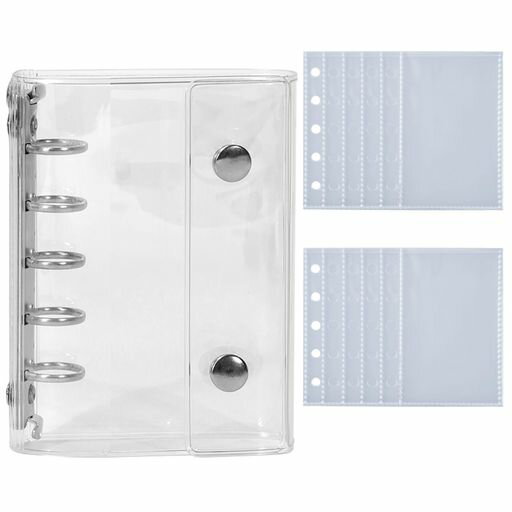 KALOLINNA透明シールバインダーシール帳システム手帳M5PVC製DIY会議ノートブックフォルダーカードスリーブ10枚付属