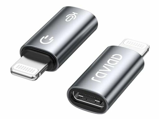 RAVIADTypeCtoライトニング変換アダプタマイクアダプター2個パック、ライトニングオス-USB-CメスLavali..