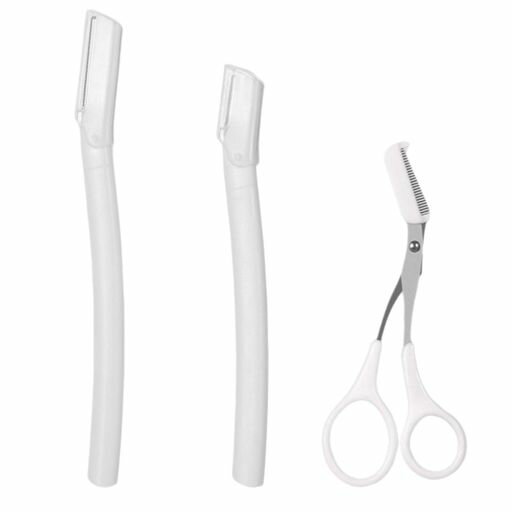 アイブローキット3本セット眉毛はさみ櫛付き取り外し可能カット初心者用美容フェイシャルグルーミング..