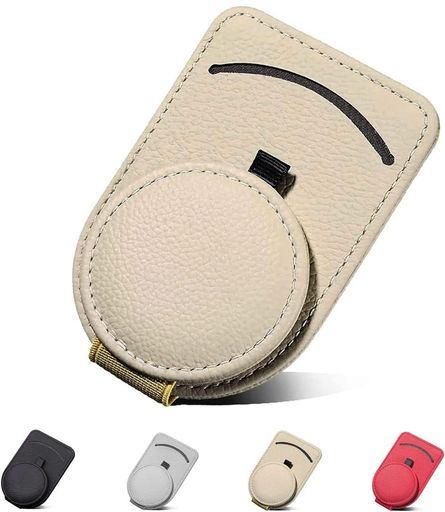 HUACHENGサングラスホルダー車メガネホルダーレザー素材メガネ用サングラスクリップ眼鏡置きサングラス掛けメガネを守る車載眼鏡クリップマグネット取り付け簡単サンバイザーカードホ…