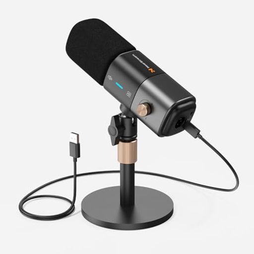NearStream AM25X コンデンサーマイク USB PCマイク XLR 超単一指向性 録音用・会議用・配信用 ノイズキャンセリング ワンタッチミュート ダイレクトモニタリング 音量調整可能 40cm収音距離