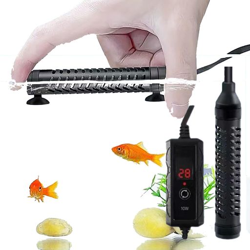 GaeYea水槽用ヒーター100Wデジタル温度表示金魚/メダカ/カメ/熱帯魚16-34°水温調節サーモスタット石英ガラス難燃性プラスチックリアルタイム水温表示温度計保護カバーと設置吸盤付き100L以…