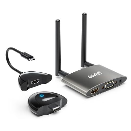 ワイヤレスHDMI 送受信機 [AIMIBO新型USB-C出力追加] HDMI&VGAデュアル送信 1080P/...