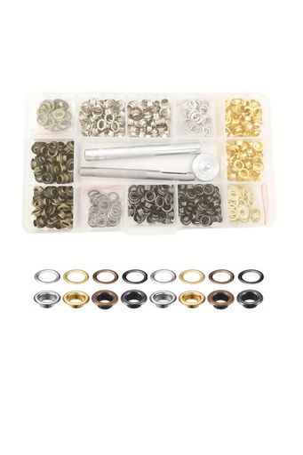 YFFSFDCレザークラフト工具ハトメキット4種色400組両面ハトメキット底鋲打ち具セット5mm穴あけ打ち具パーツDIY手作りハンドメイドベルト布革細工靴収納ケース付き