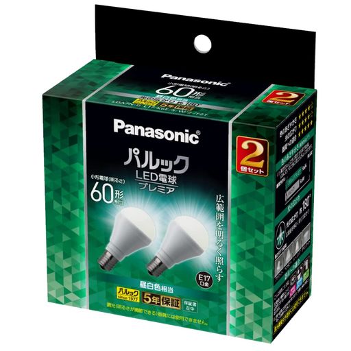 26 mm Cfl - パナソニックミニクリプトン型LED電球プレミアE17口金電球60形相当2個入昼白色相当(6.7W)小形電球広配光タイプ密閉器具対応LDA7NGE17K6ESW2F2T