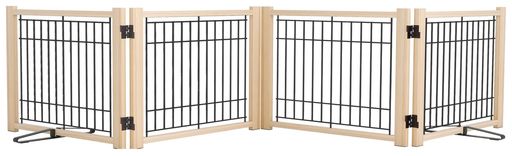 YOCANペットゲートペットフェンス木製犬用ゲート置くだけ折りたたみついたてペット倒れない飛び出し脱..