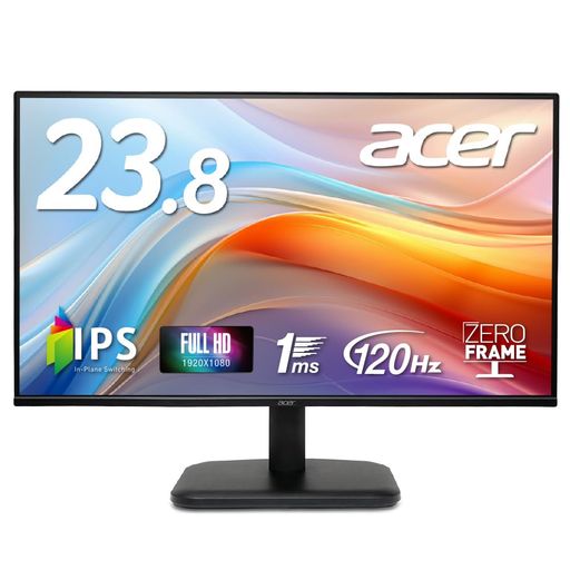 Acerモニター23.8インチフルHD非光沢IPS120Hz1ms(VRB)sRGB99%AdaptiveSyncHDMI1.4ミニD-Sub15ピンスピーカー・ヘッドフォン端子音声入力端子VESAマウント対応 Acerモニター23.8インチフルHD非光沢IPS120Hz1ms(VRB)sRGB99%AdaptiveSyncHDMI1.4ミニD-Sub15ピンスピーカー・ヘッドフォン端子音声入力端子VESAマウント対応