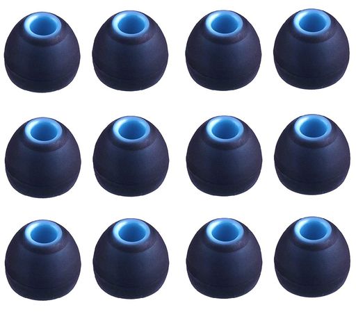 A-Focus イヤーピース JBLT110BT,ARKARTECHT6,SONYMDR/XBA 等内径ダイヤ3.8mm-4.0mmイヤホンに対応 ハイブリッドイヤーピース シリコン製 音質向上 耐久性 12個6ペア Black‐Blue Lサイズ