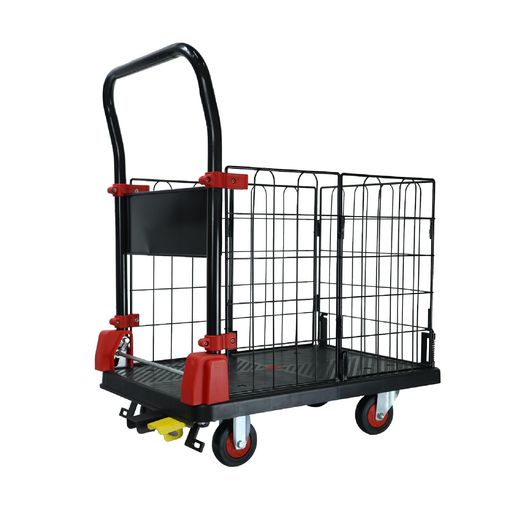 Rakuten - カゴ付き台車バスケット折りたたみフェンス軽量小型ミュートキャスター静音150KG300KGコンパクトキャスター付きキャリーワゴンワゴンキャリー家庭用運搬移動レジャー省スペースブレー…