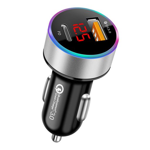 BELIYOシガーソケットusb車電圧計シガーソケット2連QC3.0/PD30W車載充電器車充電器しがーソケットusb急速充電LEDデジタルディスプレー小型軽量電圧測定12~24V車