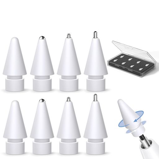 乐天商城 - Inesore【プロ推薦】8個入アップルペンシルペン先収納ケース付き、ApplepencilPro/第1/2世代/USB-Cとの互換性、ペンシルペン先はiPadPro/Air/Mini用高感度チップ、予備8個セット