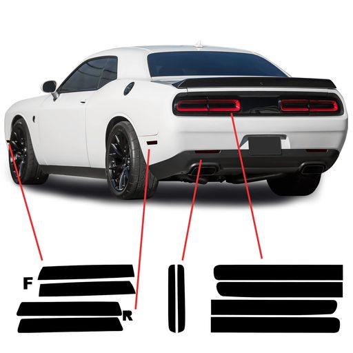 BOGAR TECH DESIGNS テールライト サイドマーカー リアリフレクター ティントキット Dodge Challenger 2015-2024、ダークスモークに対応