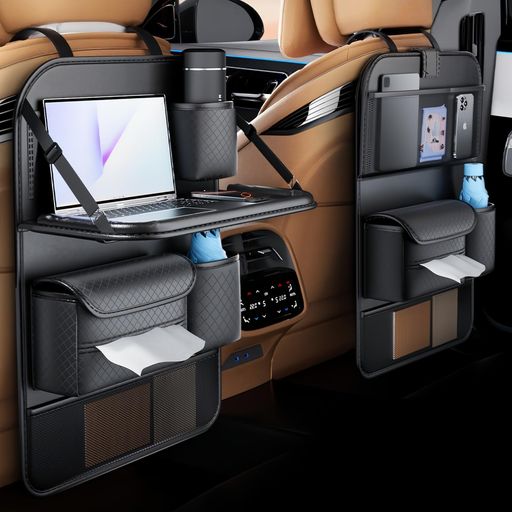 シートバックポケット車用収納ポケッ折り畳みテーブル付き後部座席収納車用収納ポケットレザー素材車収..