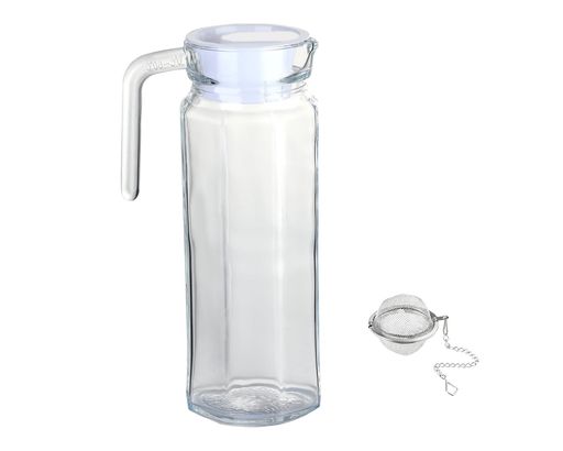 ホワイトクアドロピッチャー0.75L/1.1Lフタ付き耐熱ガラスポットケトル冷水筒ウォータージャグウォータ..