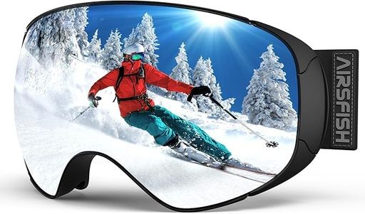 Snowboarding - [AirsFish]新登場スキーゴーグル【8対の強力マグネット&バックル固定・マグネット式交換ダブルレンズ】スノボゴーグル三重防曇・広視野球面レンズOTG眼鏡対応ヘルメット対応UV400保護イタ…