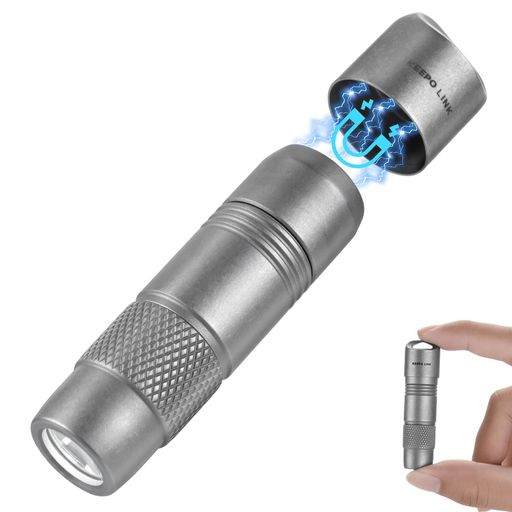 KEEPOLINKチタン製EDCマグネットフラッシュライト-160ルーメン3モード切替超小型充電式USB-Cキーホルダ..