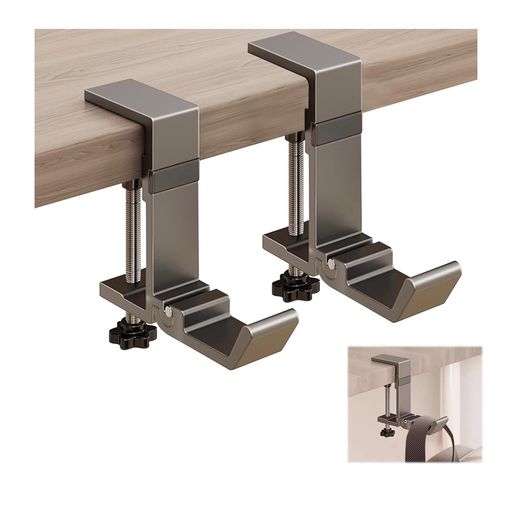 happykauヘッドホンスタンド2パックマグネット式折りたたみ式ネジ式クランプン掛けテーブルフックかば..