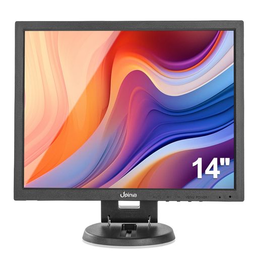 Upinva 14インチ TFT液晶 防犯CCTVモニター|1024x768 4:3解像度|HDMI/VGA/BNC/AV 多入力対応|リモコン&内蔵スピーカー付|監視カメラ/DVR/PC用