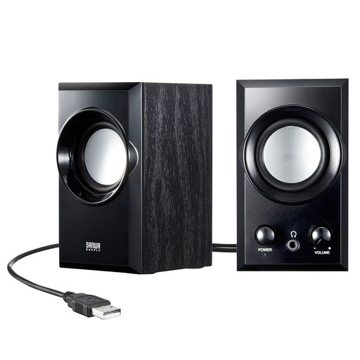 乐天商城 - サンワサプライUSBスピーカー木製キャビネットパッシブラジエーター搭載ブラックMM-SPU7BK
