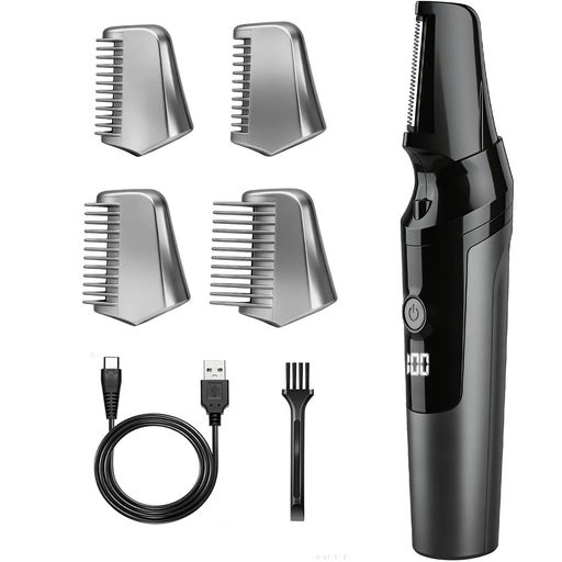 【理想的な理髪器具】多機能メンズヘアトリマー、理髪工具の新たな選択肢!製品には4種類のアタッチメントコームが付属し、お肌を守りながらお好みの長さにカットすることが可能です。身体のあらゆる部分にご使用いただけます。最新モーターを搭載し、強力なパワーで確かな切削力を実現。バッテリー容量も増加し、長時間の使用に対応します。切れ味抜群の刃で、髪の毛もラクにカット。自分用はもちろん、ご家族やご友人、同僚へのプレゼントにも最適です! 【3段階調節&amp;LEDデジタル表示】本体にLEDディスプレイを搭載したアップグレードモデル。使用中はもちろん、充電中もバッテリー残量がひと目で分かるので、突然の電池切れを防ぐ嬉しい設計です。さらに過充電を防止し、バッテリーの耐久性を維持します。3段階の切削調節機能付きで、1档は柔らかい産毛や敏感な部分に、2档は髪の毛や体毛に、3档は硬めの毛に最適です。男性・女性を問わず、どなたでもお使いいただけます。初心者の方でも簡単に扱えます! 【独自の[ I ]型ヘッドデザイン】身体のあらゆる部位のムダ毛をお思いのままにカット。