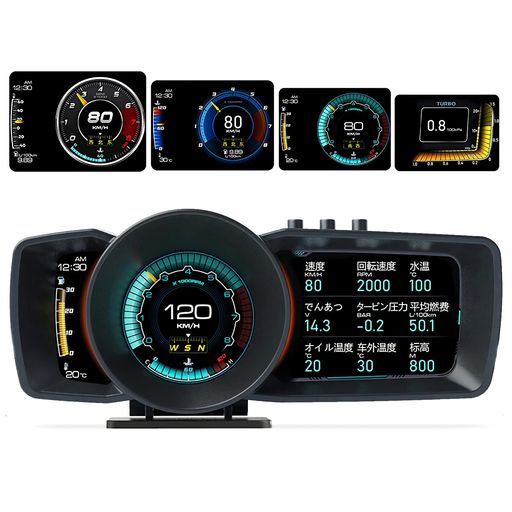 多機能メーター:A600 OBD2メーターは、車速、回転数(タコメーター)、水温、電圧、ブースト圧、走行距離、走行時間、ブレーキ状態、0–100m加速など、多彩な車両データをリアルタイムで表示します。OBD2システムによりエンジン負荷やDTCエラーコードも検出・クリア可能。車両の状態を正確にモニタリングできます。 高精細LCDディスプレイ:3画面表示対応の高精細カラーLCDを採用。光感センサーにより明るさを自動調整し、昼夜問わずクリアな視認性を確保します。直射日光下でも見やすく、HUD(ヘッドアップディスプレイ)としても機能。スポーティーで視覚的にも満足感のあるデザインです。 アラーム&amp;保護機能:水温・過速度・高電圧・長時間運転・車両異常などを自動監視。異常を検知すると警告ランプやポップアップ表示でドライバーに通知します。リアルタイム警報により、エンジンやバッテリーのトラブルを未然に防止し、より安心なドライブをサポート。 簡単取付・プラグ&amp;プレイ:専用16ピンOBDケーブルを車両のOBD2ポートに差し込むだけ。配線作業や設定は不要で、接続後すぐにデータを自動取得。