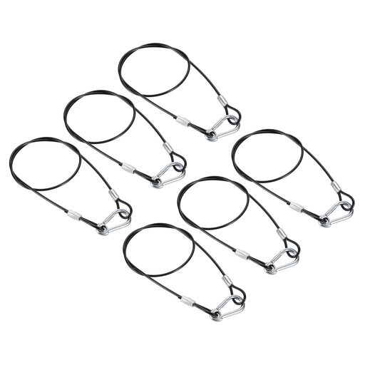 PATIKILセキュリティワイヤー27.6”/70cm6個入り3mmフレキシブルセキュリティワイヤーロープロックダブ..