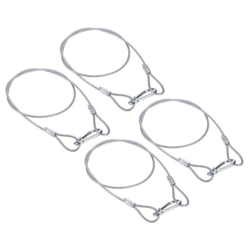 PATIKILセキュリティワイヤー39.4”/100cm4個入り4mmフレキシブルセキュリティワイヤーロープロックダブ..