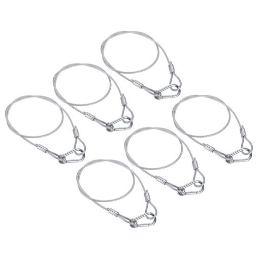 PATIKILセキュリティワイヤー39.4”/100cm6個入り5mmフレキシブルセキュリティワイヤーロープロックダブ..