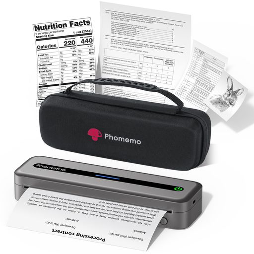 PhomemoM832モバイルプリンター小型a4携帯プリンターサーマル216mm/210mm/110mm/80mm/53mm幅広い対応収納ボックス同梱PC対応スマホ対応業務用/家庭用/旅行用/学習用(グレー)