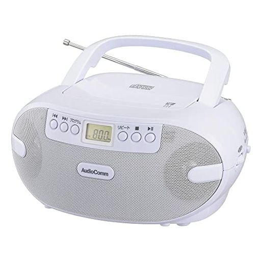 オーム電機AudioCommCDラジオCDプレーヤーポータブルコンパクトステレオコンセント電池式ホワイト英会話語学学習英検対策リスニングヒアリング対策TOEIC対策幼児教育ダンスラジオ体操RCR-875Z