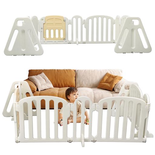 HEEOREVベビーフェンスペットフェンス安全ゲートベビーゲートフェンス置くだけ脱走防止フェンス折り畳..