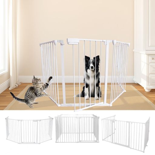 NODIBRO5面ハースゲート折りたたみ犬ペットサークル扉付き形組み換え可能フェンス室内自立式ストーブガードレイアウト自由玄関階段犬用子どもペット用丈夫日本語取扱説明書付き(ブラッ…