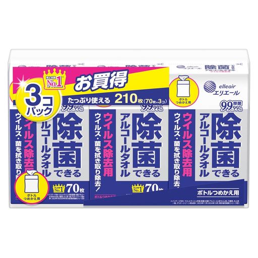 【アルコール配合】一般的な細菌・ウイルスの除菌に有効な成分を配合。 商品サイズ:幅240x奥行65x高さ150mm つめかえ用 拭くだけでウイルス・菌を除去し シートサイズ:140x200mm 原産国:日本 用途