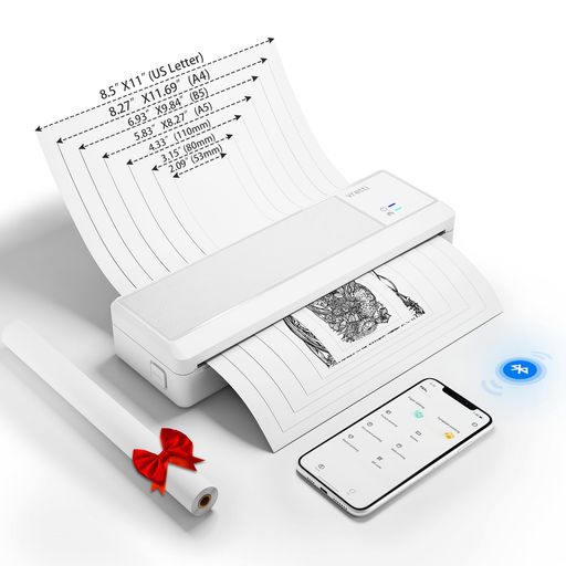 vrettiP83ポータブルサーマルプリンタ、ワイヤレスサーマルプリンタ、BluetoothiOSおよびAndroid用サーマル、8.5インチX11インチおよびA4およびB5