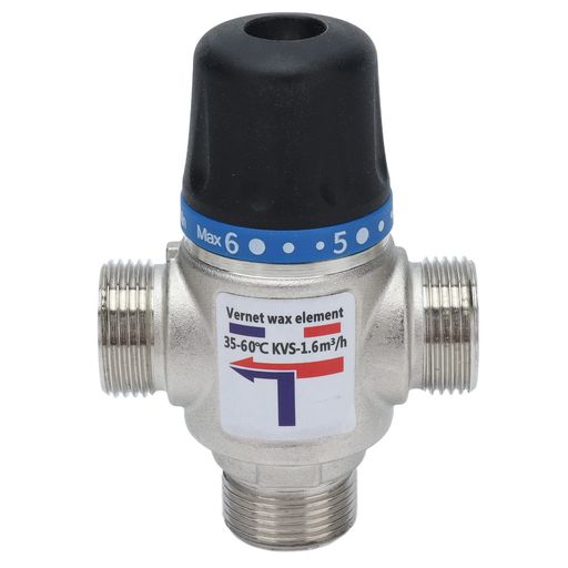 サーモスタットミキシングバルブ、おねじティー真ちゅうミキシングバルブ35-60°C)95-140°F)シャワー用..