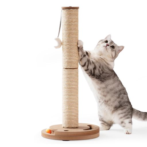 Pettomつめとぎ猫キャットポール爪みがきポールおもちゃ付きストレス解消ガリガリポールスクラッチャー..