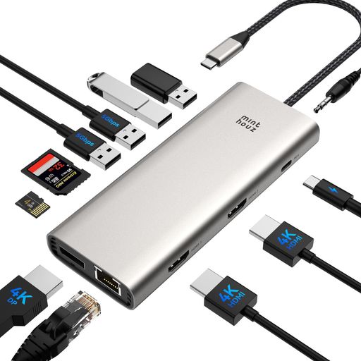 ドッキングステーションhdmi2つusbハブ12in1USB-CドックTypeCハブ拡張3画面出力4K@60HzマルチモニターH..