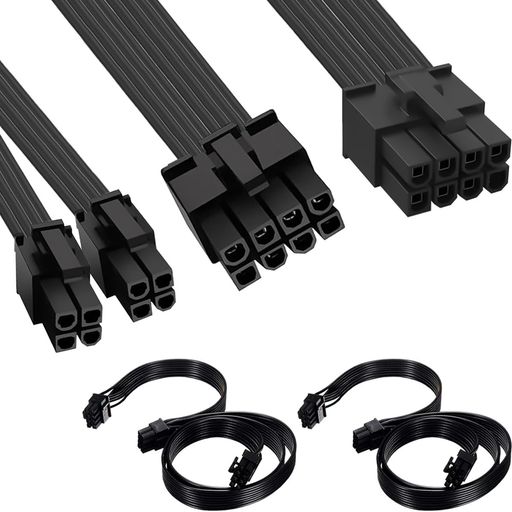 DAOKAI EVGA用CPUケーブル、T2 T3 G+ G2 G3 G5 G6 GA GM GT P2 P3 P5 P6 P+ (60cm+20cm)用8ピン-8ピン&4+4ピン雄-雄EPS CPU電源ケーブル60cm/23.62in