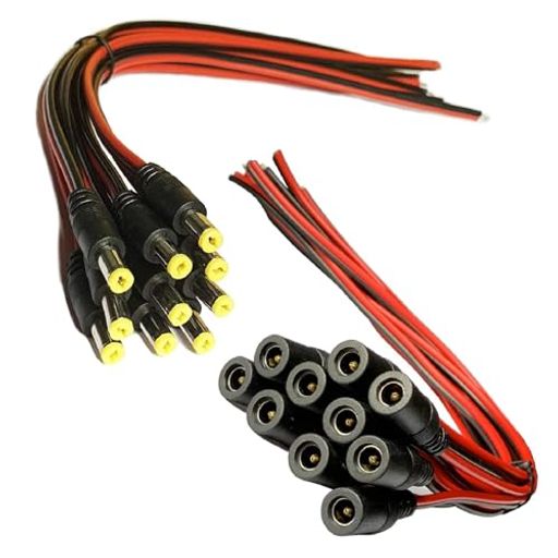 SensaBlissDC電源コネクタジャックコネクタ2.1x5.5mmオス-メスDC電源接続ケーブルAC/DCアダプターCCTV/防犯カメラ/IPカメラ/ルータ/LEDテープ用DC3V~24V電流2ADCプラグ10組