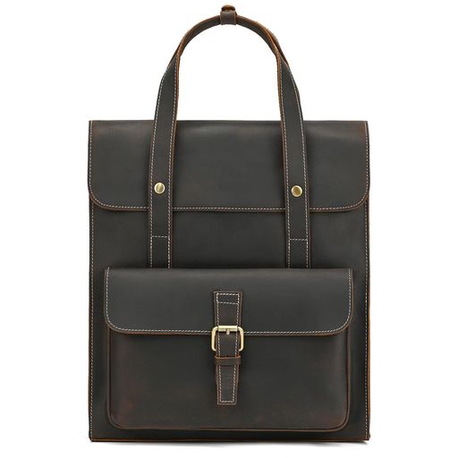 [Luufan]リュックメンズ本革大容量レザーリュックサックA4対応ビジネスリュック牛革14インチPC収納通勤通学バックパック男性用レトロ(ダークブラウン)(4)