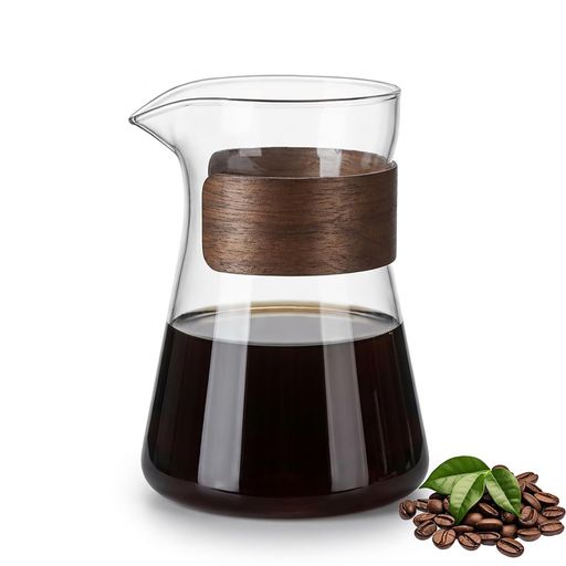 乐天商城 - FGIUKCコーヒーサーバー耐熱ガラス木製断熱リングコーヒードリップ器具500mlハンドドリップコーヒーサーバーカフェ喫茶店