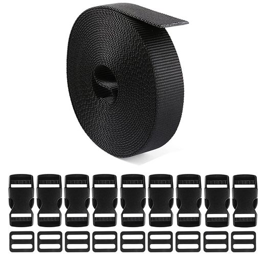 【商品詳細】ワンタッチ式バックル*10個+テープアジャスター*10個+25mm幅のベルト*10m 【丈夫で耐久性が高い】サイドリリースバックルとベルト送りはブラスチック製、頑丈でしっかりベルトと止ます。ベルトはポリプロピレン糸を織物にしたのがPPベルトです。繊維としては軽い糸で、まだ織り方は平織で耐久性が高いです。 【実用性が高い】荷締めベルト、肩掛けベルト、ペット用の首輪やリード、作業用ベルト、スーツケースとバックパックベルト、庭仕事用のベルト、家具の耐震対策、ショルダー紐 、ウエストベルト、持ち手テープなど様々な用途があります。 【使いやすい】水平、垂直方向とも任意に調整でき、いろんなサイズのスーツケースに適用する;ベルトは軽くて便利なもので、折り畳んで保管できます。 ワンタッチ式ベルトで女性にも簡単に装着してもらえます、使い道によって切断することもできます。 【ご注意】PPベルトをカットしてから、ほつれ防止のために、切り端をライターで焙ってください。