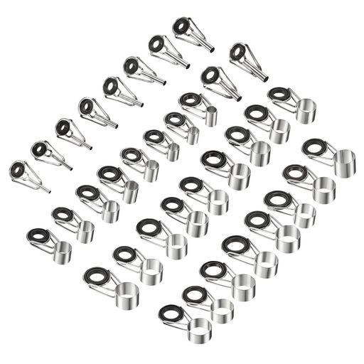 PATIKIL1.6-3.6mmチューブ径釣竿チップ修理キットセット34個鉄リングガイド海水淡水釣り用