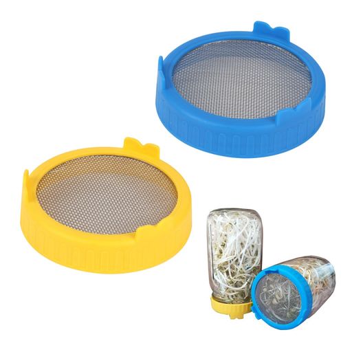 メイソンジャー発芽蓋発芽ジャーキット【2個入り】スプラウト栽培キットスクリーン蓋付きステンレス広..