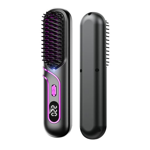ヘアアイロン[2025新登場!美容師監修]ヒートブラシブラシ型ヘアアイロンストレートブラシ電気ブラシマイナスイオンコードレス6000mAh大容量Type-C充電式160~220°C4段階温度調整液晶ディスプ…