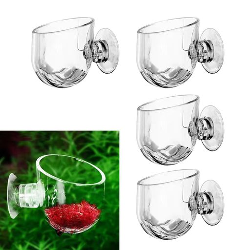 水槽用フィーダーカップ水槽用餌入れ給餌器【4個セット】水槽フィーダー給餌カップ餌やり器透明小型ク..