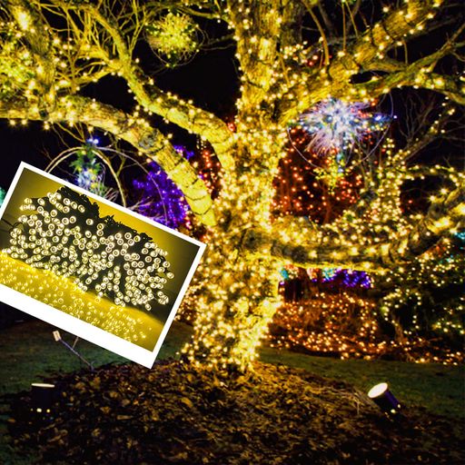 ソーラーイルミネーション50m500球防水屋内屋外兼用クリスマスledストリングライト4色選択可能濃緑色の..